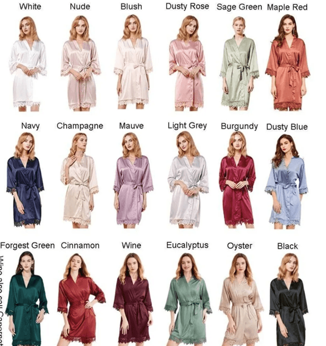 Silk style robe with crochet style edging